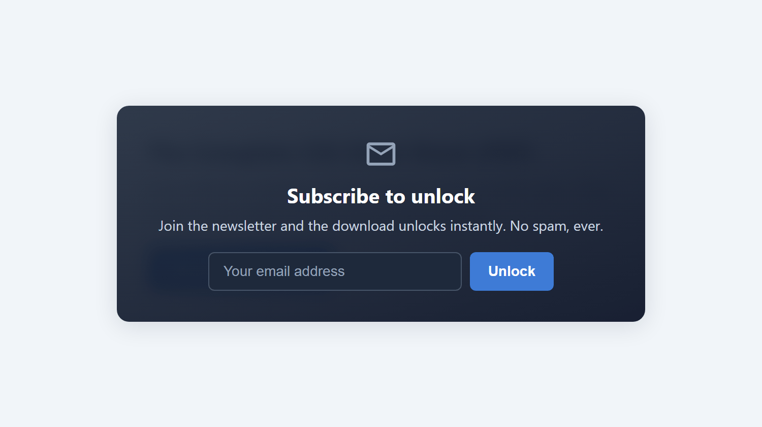 The email signup variant of the content locker asking for an email address to unlock
