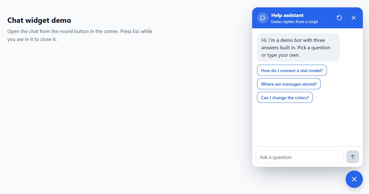AI Chatbot Popup Widget JS