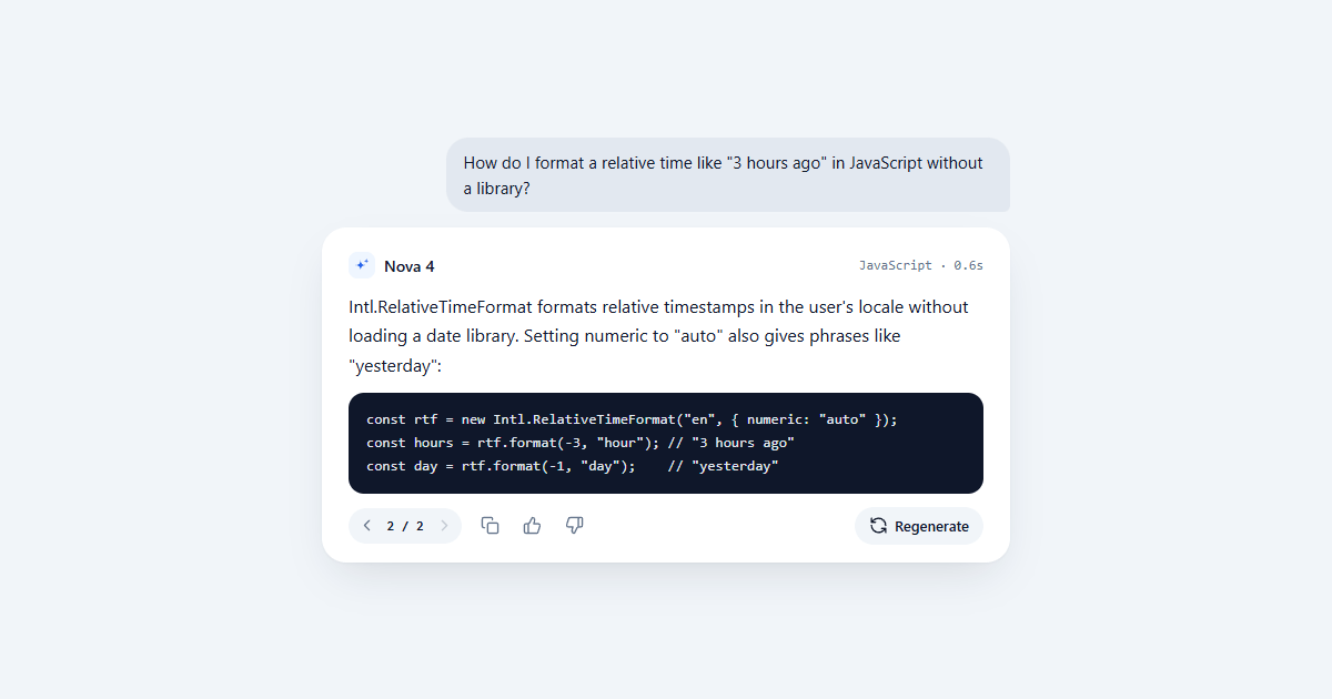 AI Message Feedback and Regenerate Bar JS