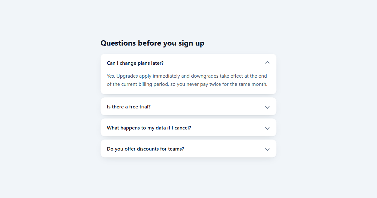 Animated Exclusive Accordion with Details Name CSS