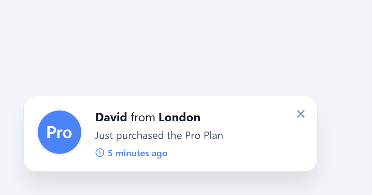Animated Social Proof Popup JS