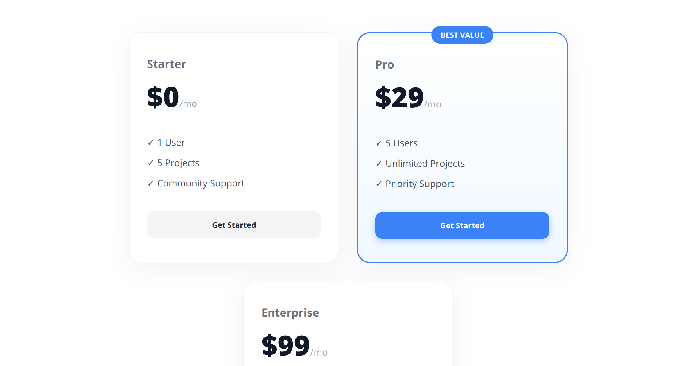 Card-Based Pricing Tables with CSS