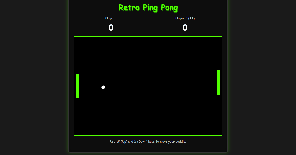 Classic Retro Ping Pong Game (HTML, CSS, JS)