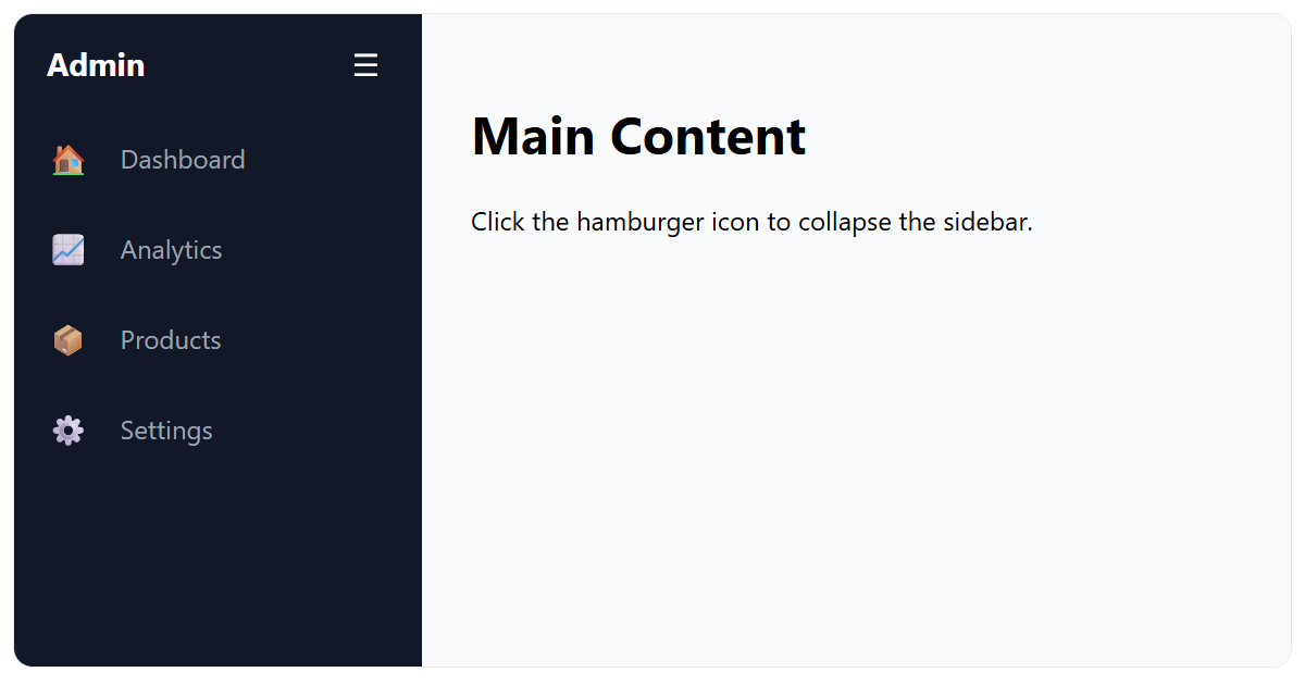 Collapsible Sidebar Menu JS