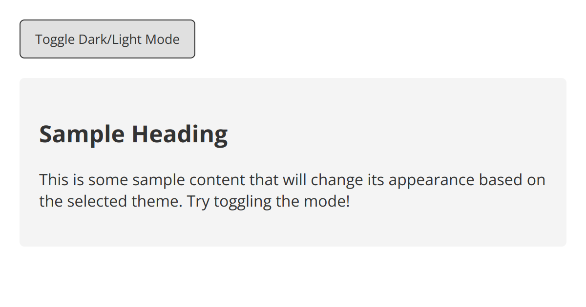 CSS Dark Mode Toggle with Variables