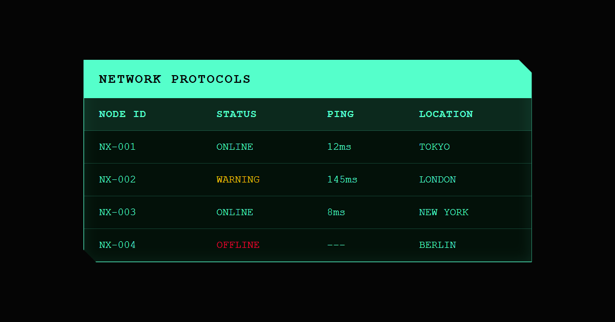 Cyberpunk Glowing Data Table CSS