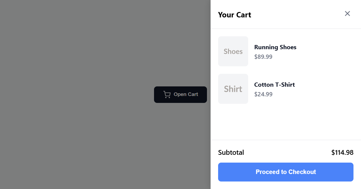 E-Commerce Cart Drawer JS