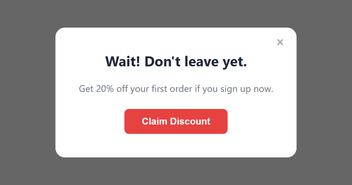Exit Intent Popup JS
