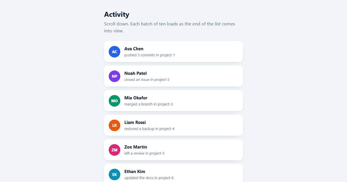 Infinite Scroll Loader JS