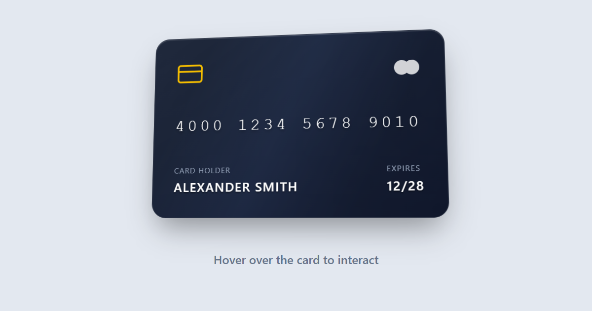 Interactive 3D Credit Card Tilt JS