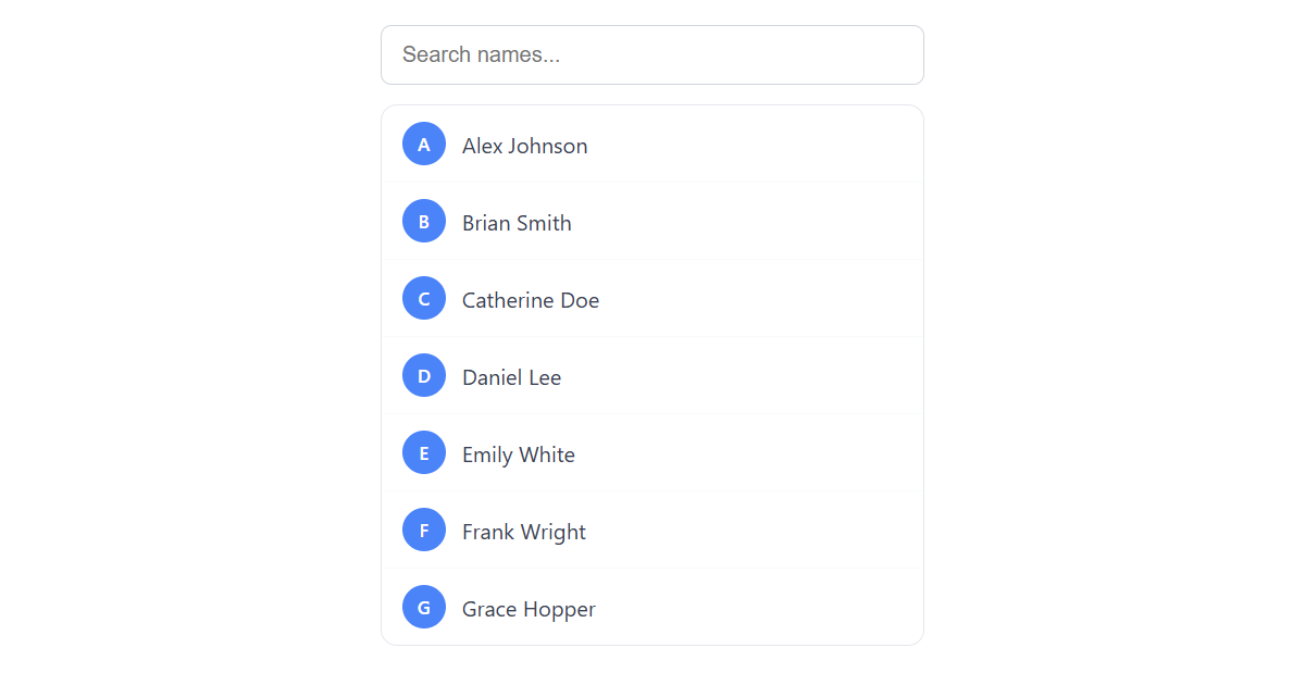 Live List Filter JS