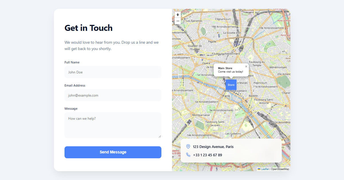 Modern Contact Form with Map JS