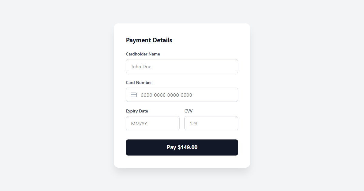 Modern Credit Card Checkout JS
