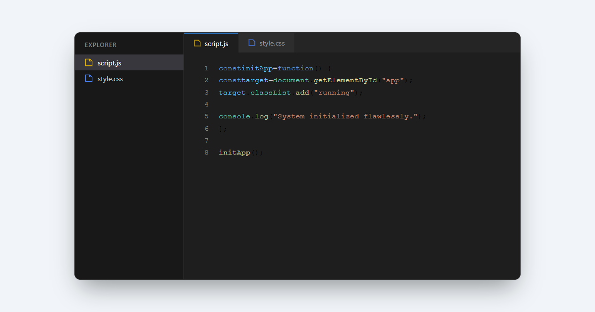 Modern IDE Code Editor Interface JS (Code Snippet) - CodeShack