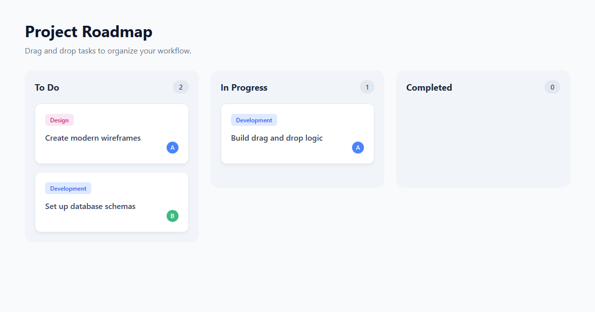 Modern Kanban Board UI JS