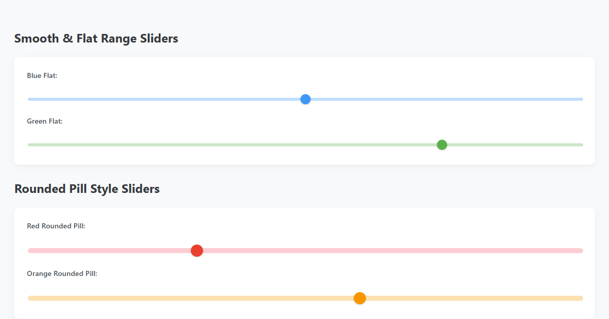 Modern Borderless Pure CSS Range Sliders (5+ Colors & Styles)