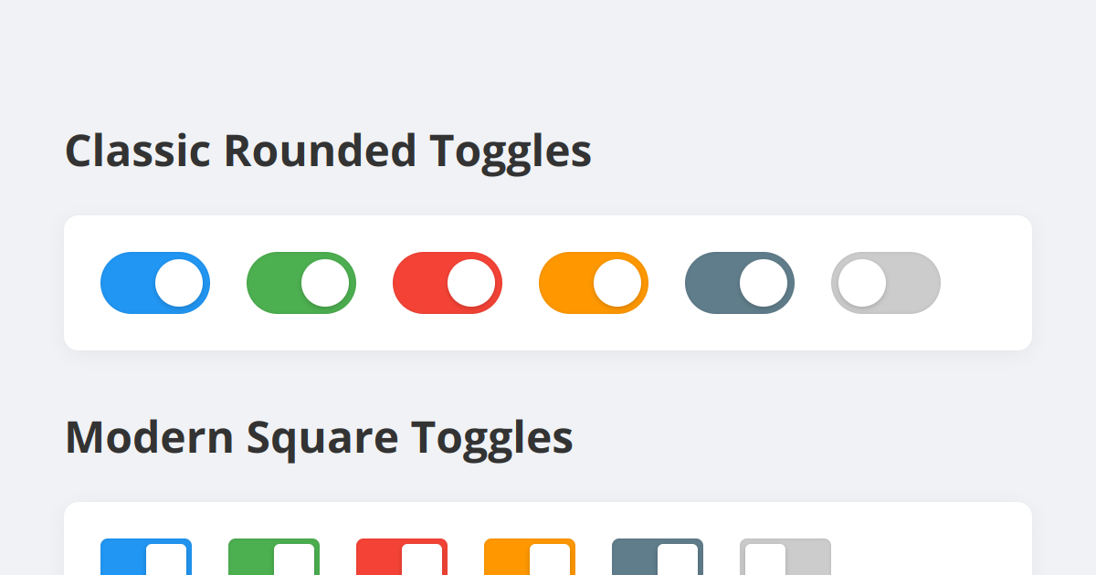 Modern Pure CSS Toggle Switches Collection