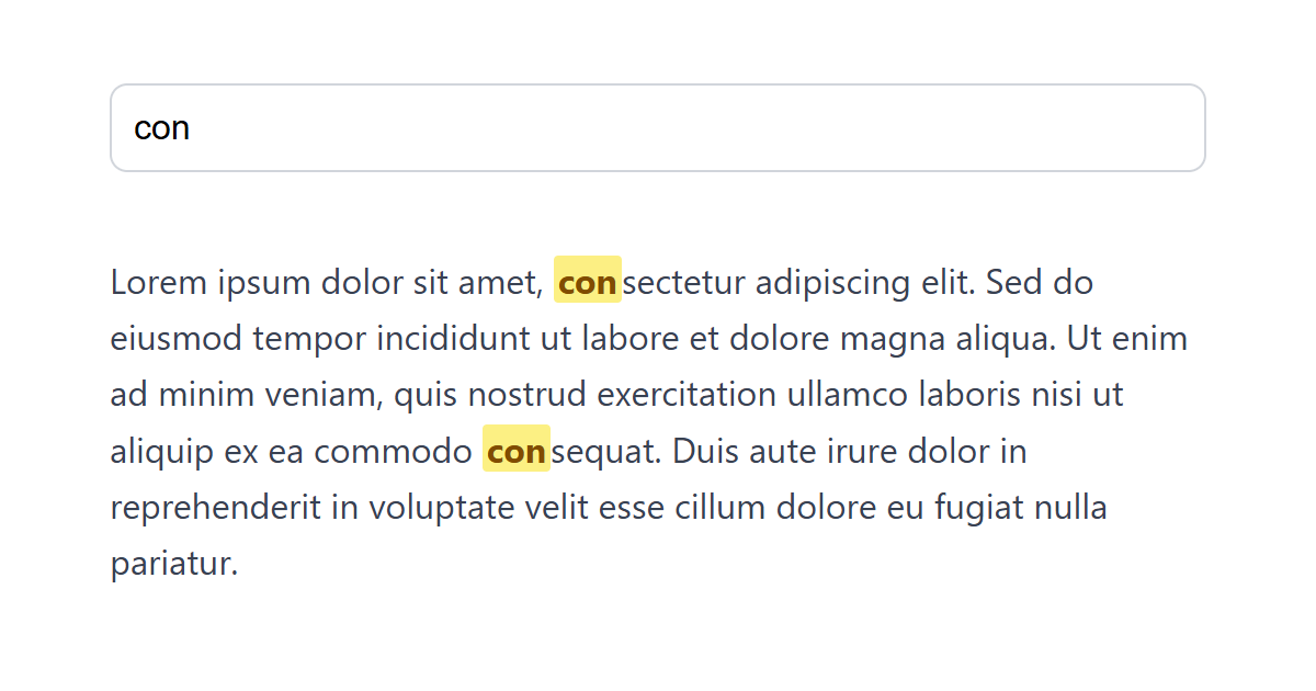 Search with Highlighted Text JS