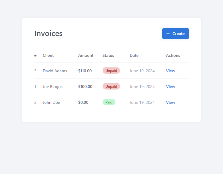 Invoices Interface with PHP, HTML, and CSS