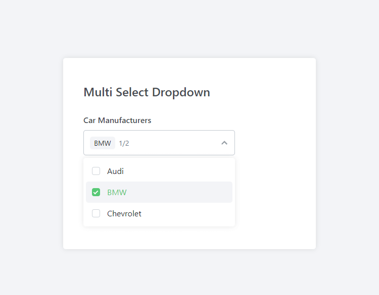Minimal multi-select dropdown interface with HTML, CSS, and JS