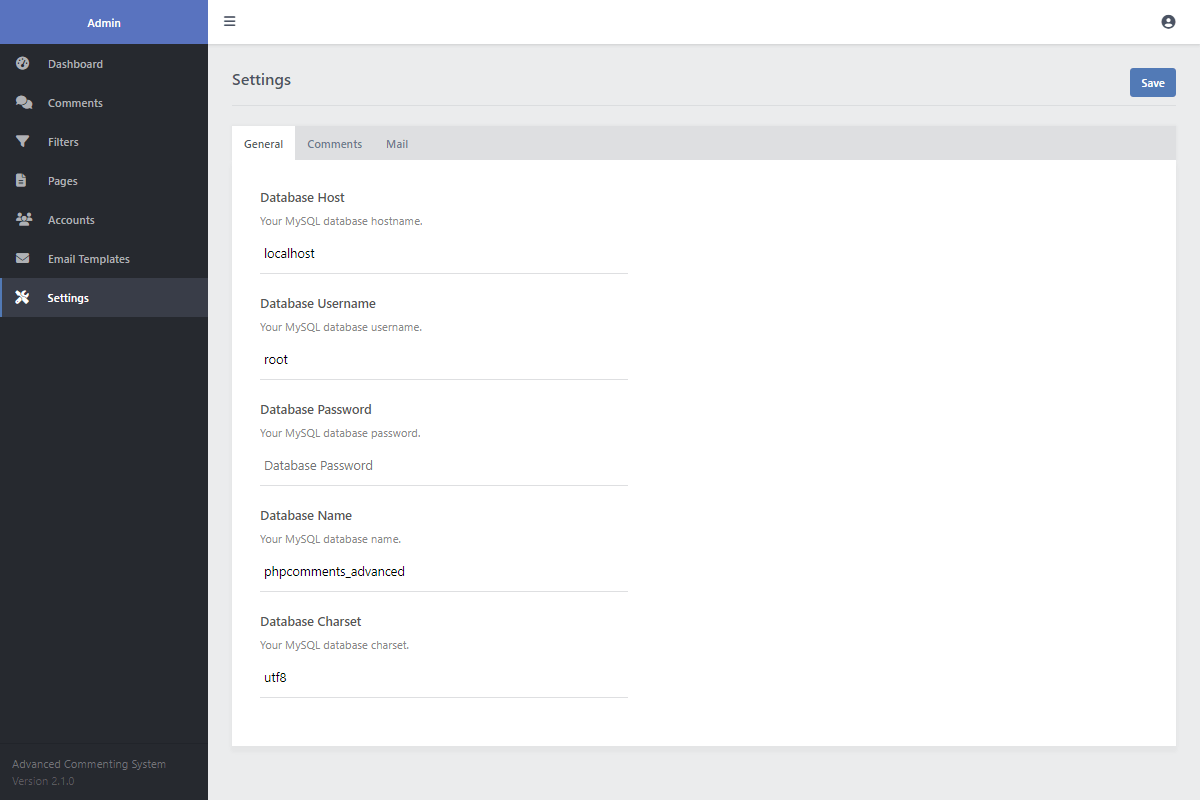 Admin Settings Form