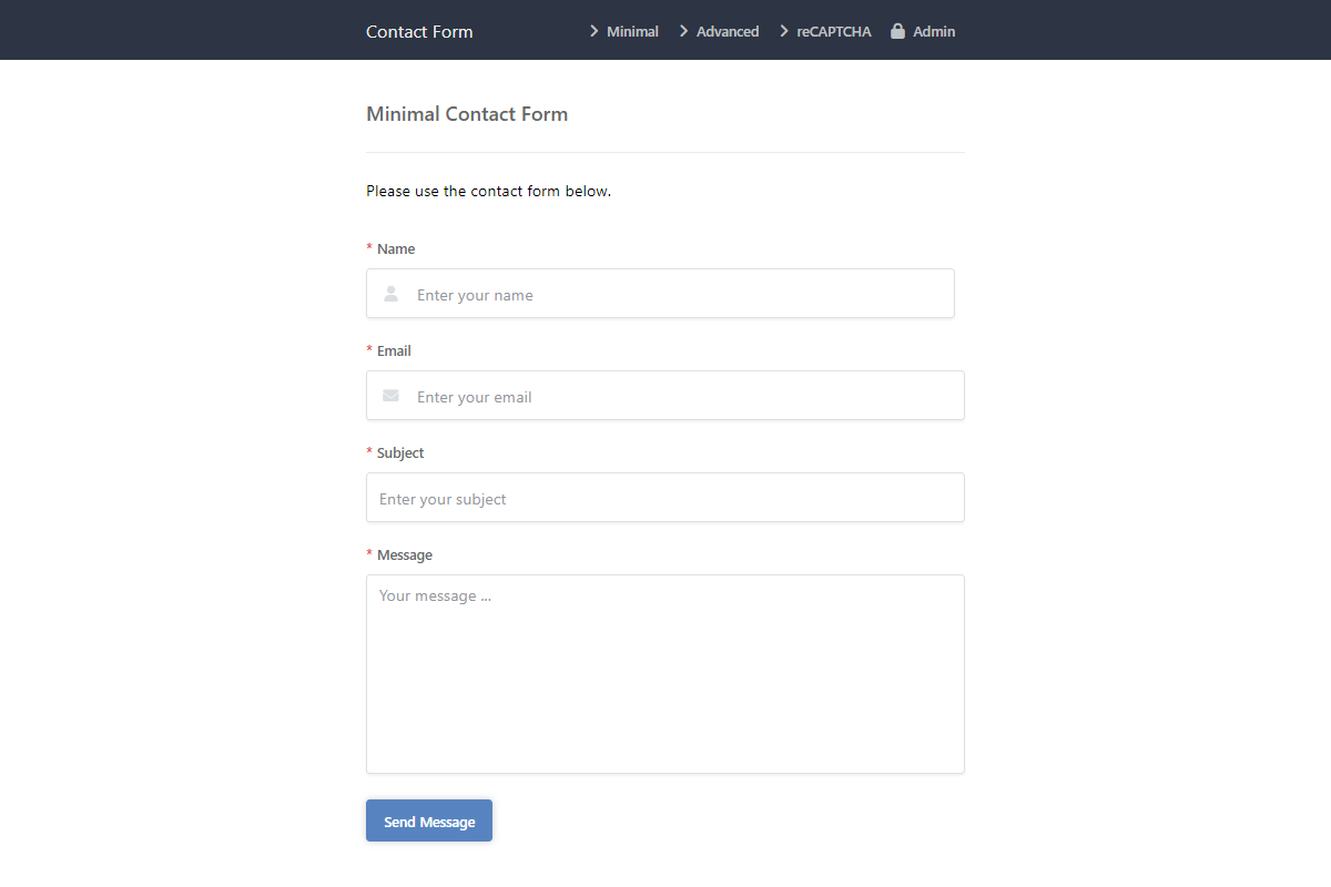 Minimal Contact Form Interface