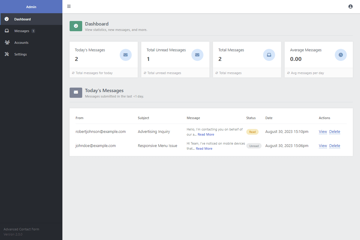 Admin Dashboard Interface