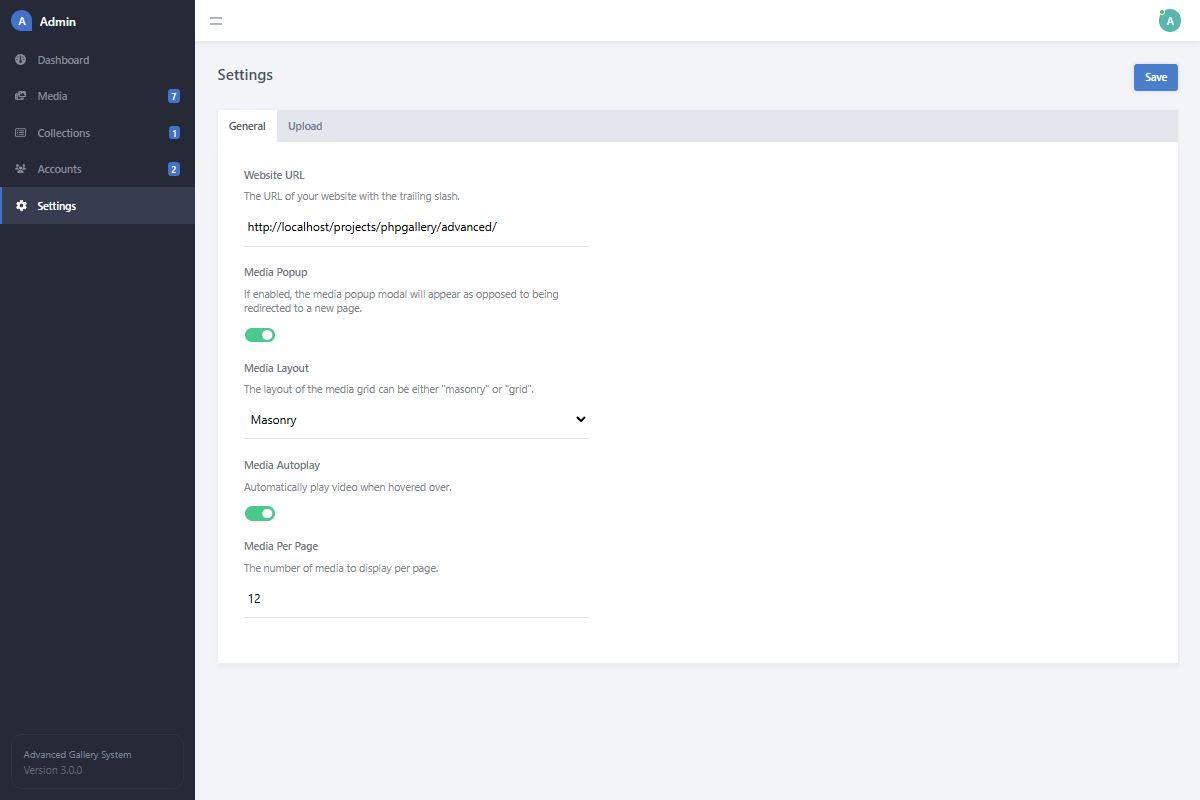 Admin Media Settings Page Php Mysql Admin Media Settings Page Php Mysql