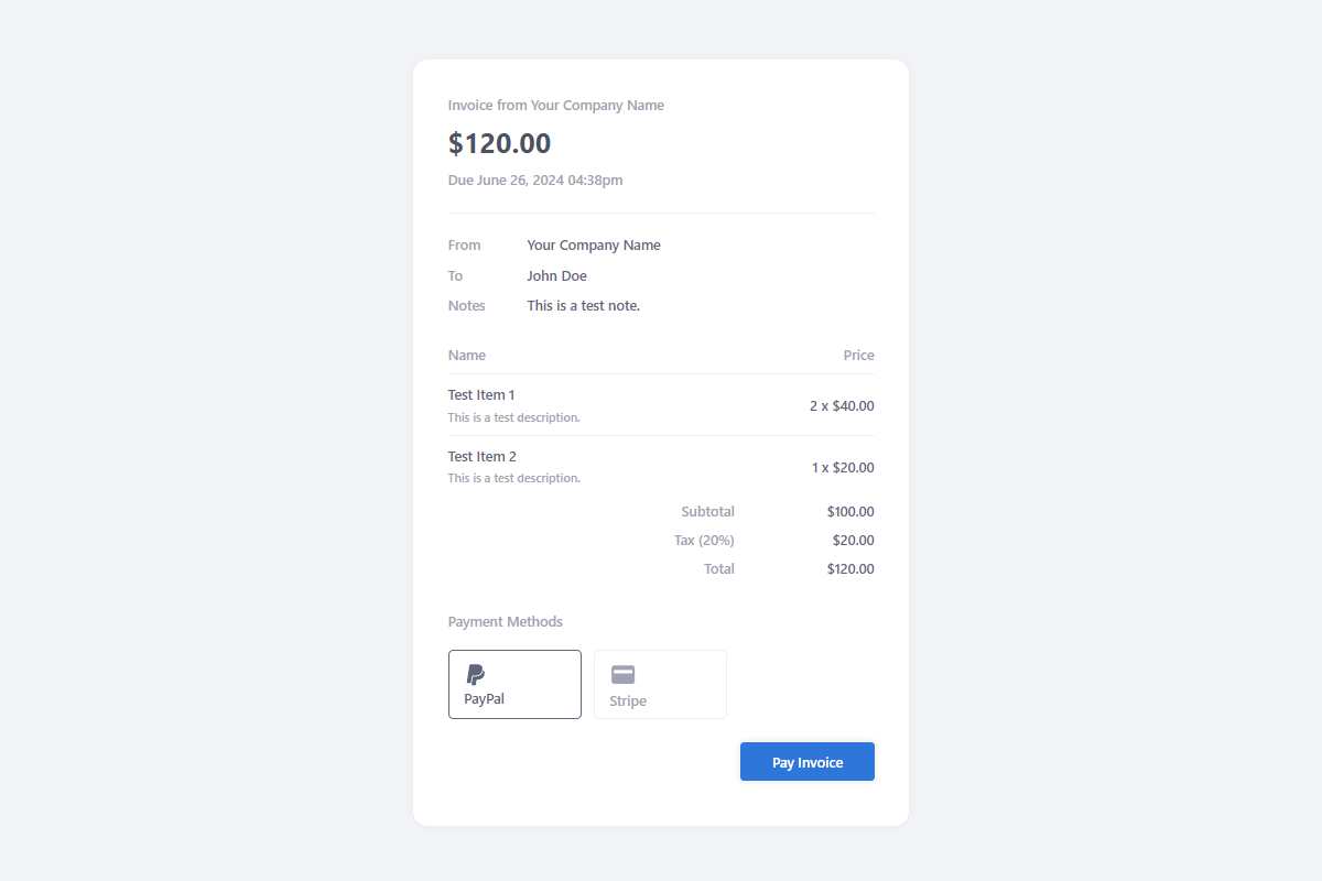 Minimal Client Invoice Interface