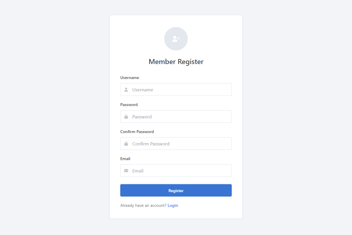 Member Registration Form Interface