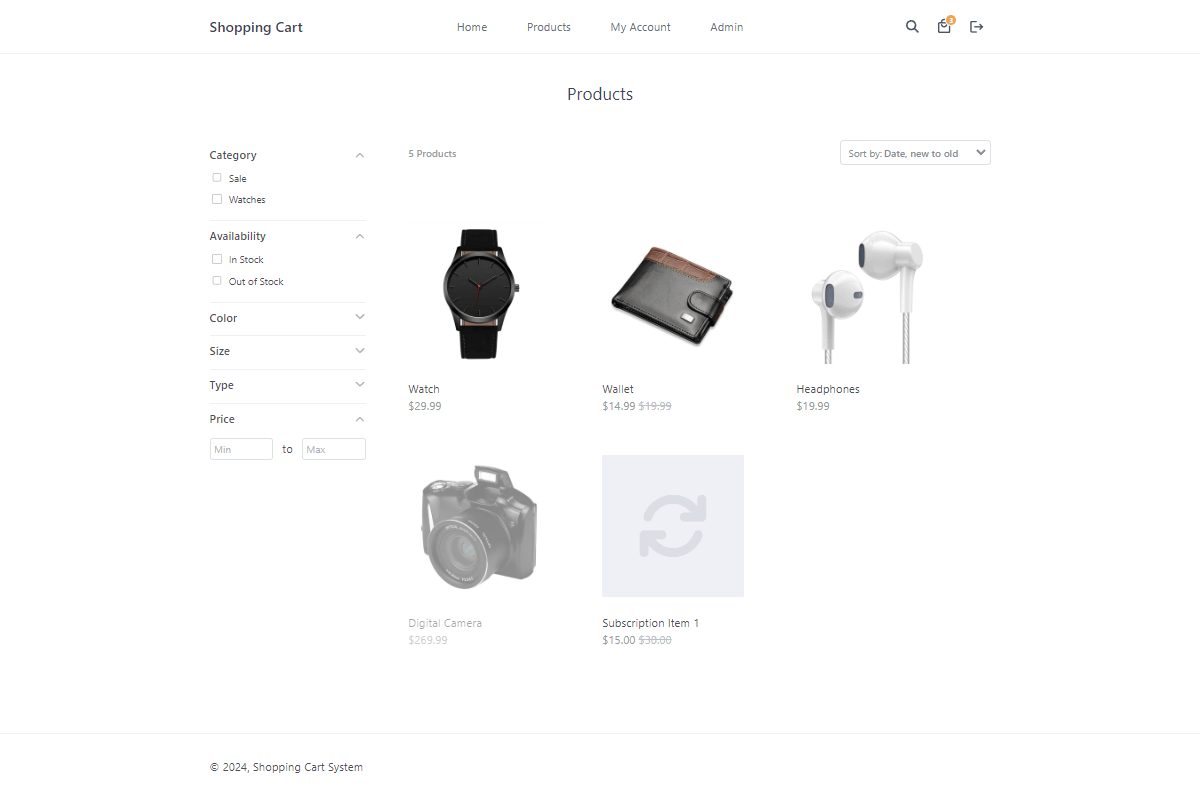Products Interface