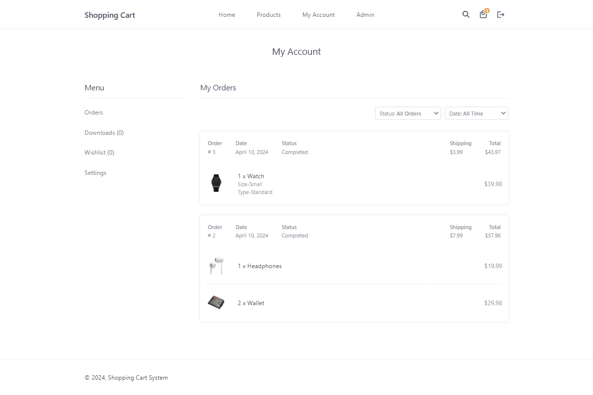 Orders Overview Interface