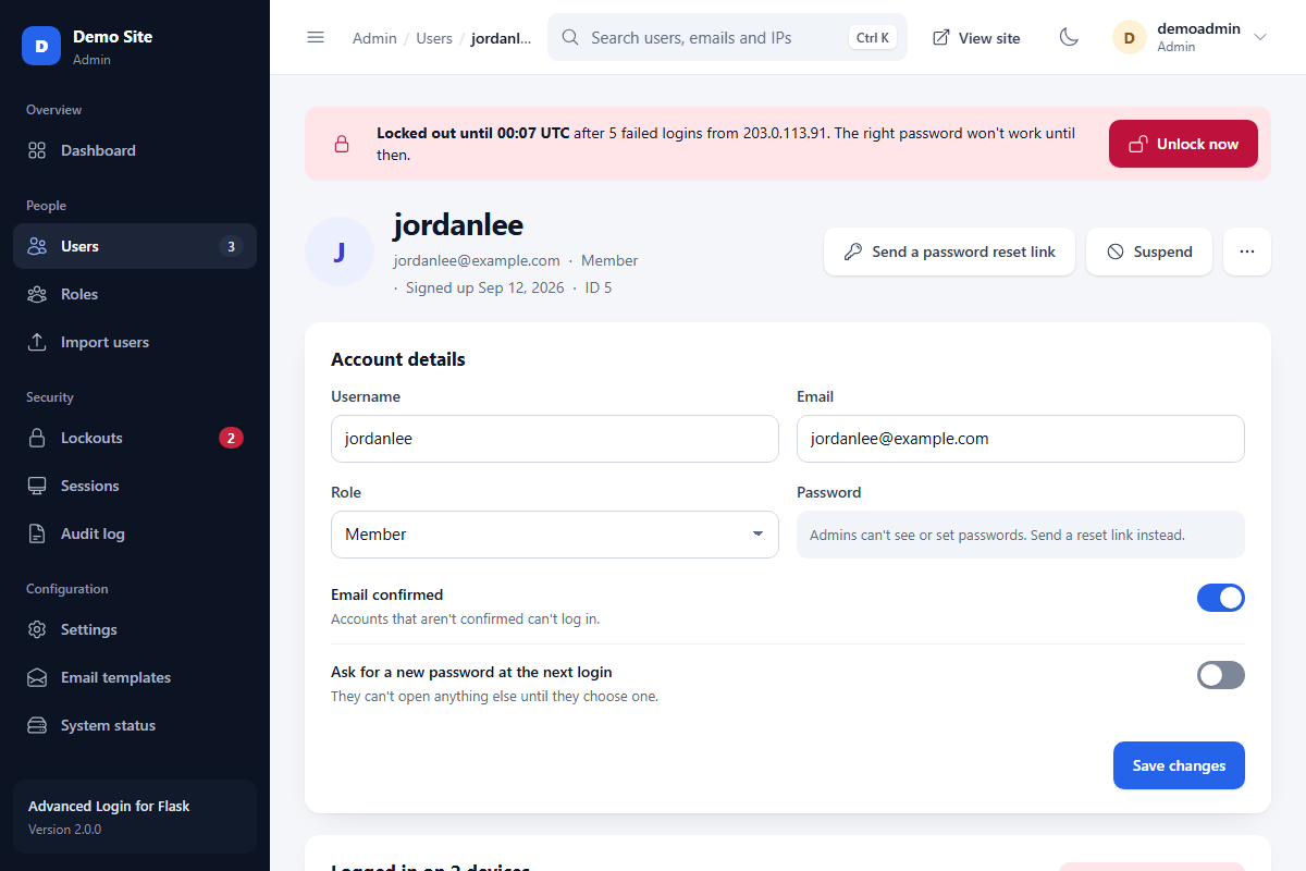 Admin User Details