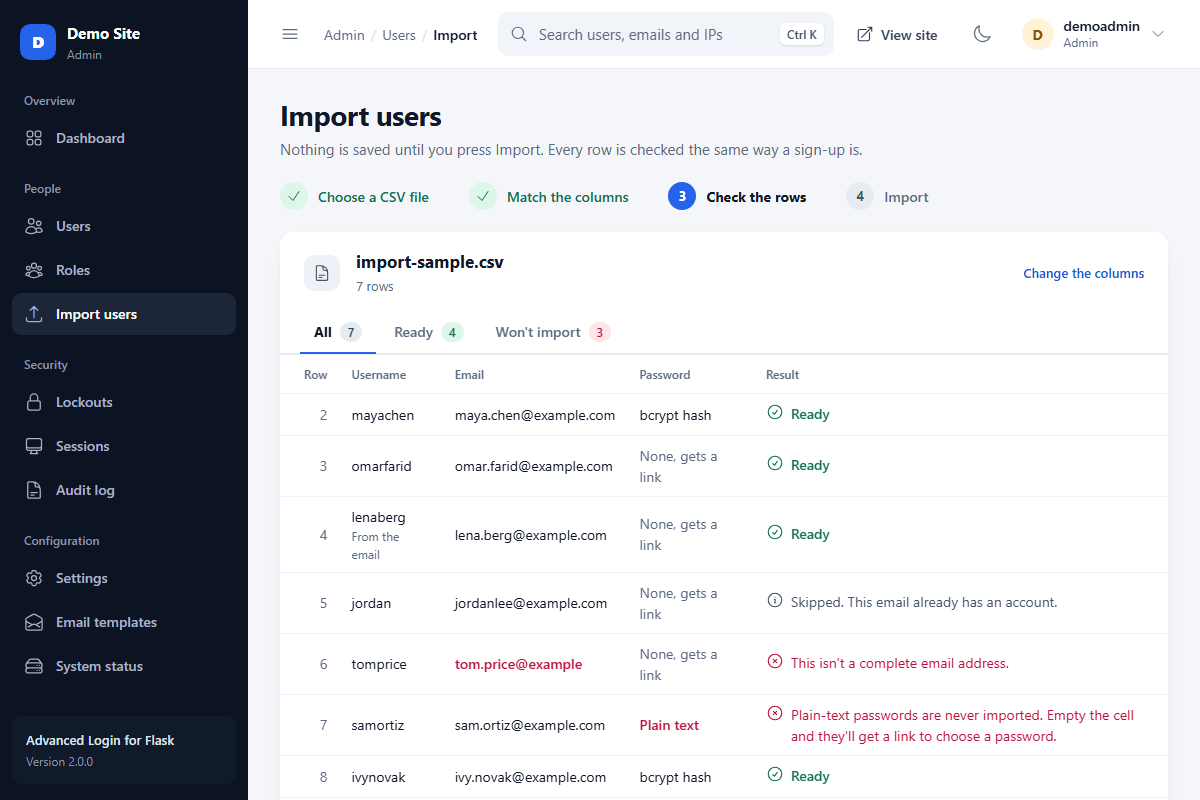 Admin Import Users