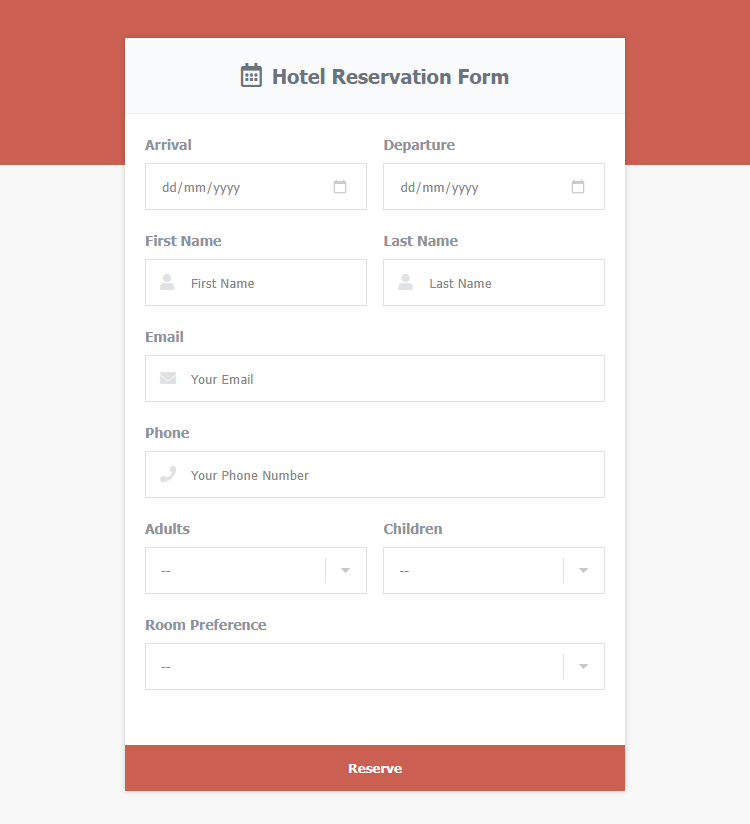 Hotel Reservation Form With PHP