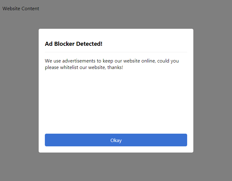 Adblocker Detector Popup with and CSS3