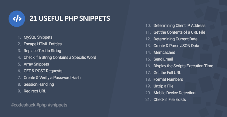 Are you looking for a comprehensive list of useful PHP programming snippets? Look no further. Copy and paste our complete list of snippets into your projects.