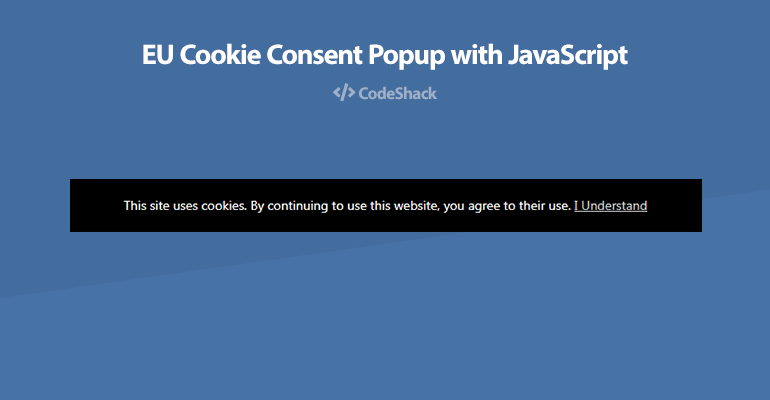 EU Cookie Consent Popup with JavaScript