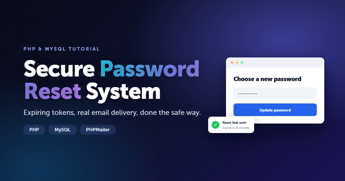 mysql code Images High Quality Grahic Secure Password Reset System with PHP and MySQL