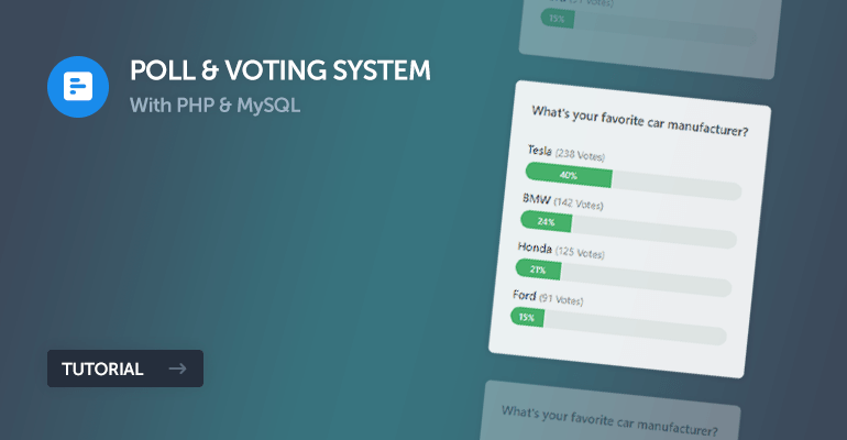 Learn how to create a complete poll and voting system with PHP and MySQL. Publish and manage existing polls.