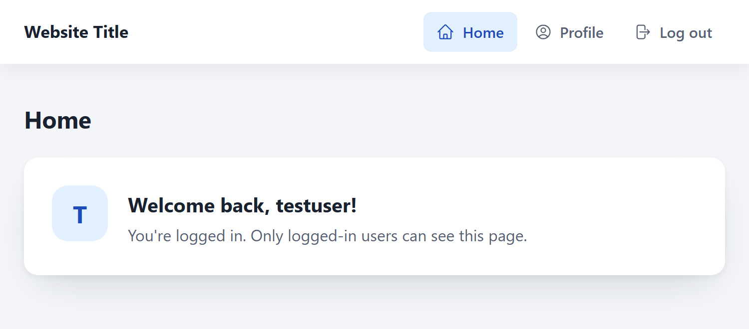 Flask home page welcoming the logged-in user