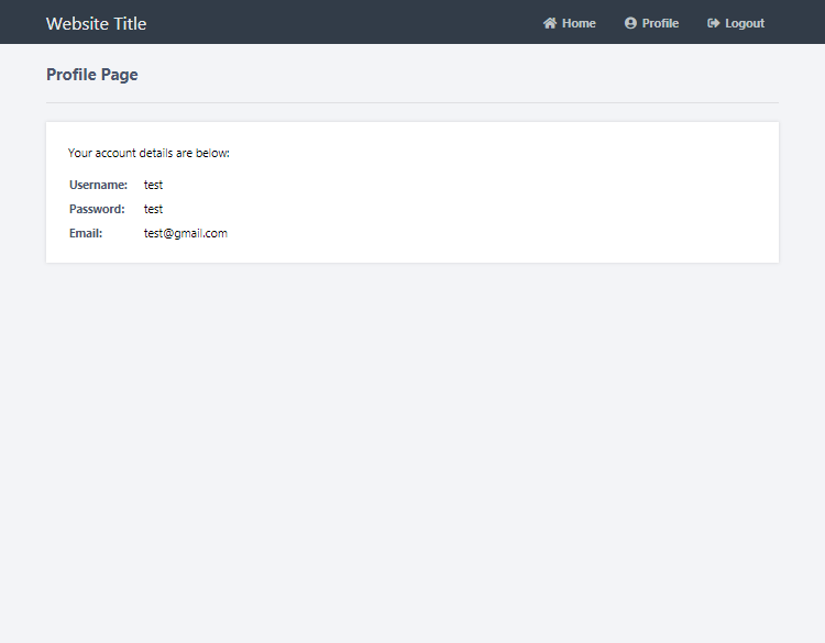Page de profil de connexion Python