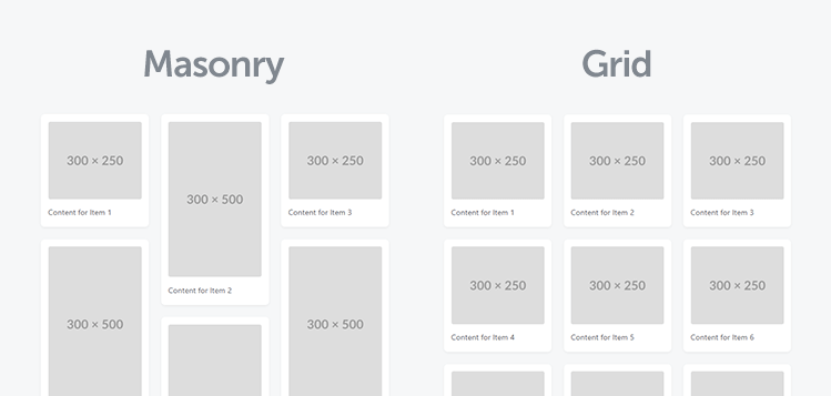 Masonry layout vs standard grid layout