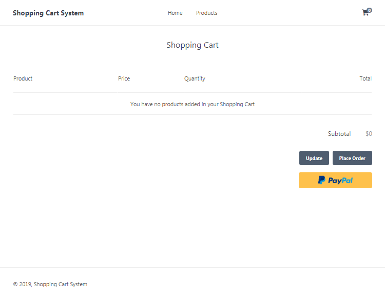 Shopping Cart PayPal Button